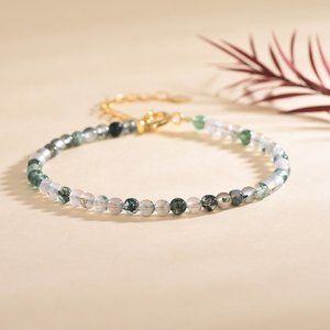 Minimalist Moss Agate Stone Bracelet Tree Agate Stone Dainty Bracelet Handmade